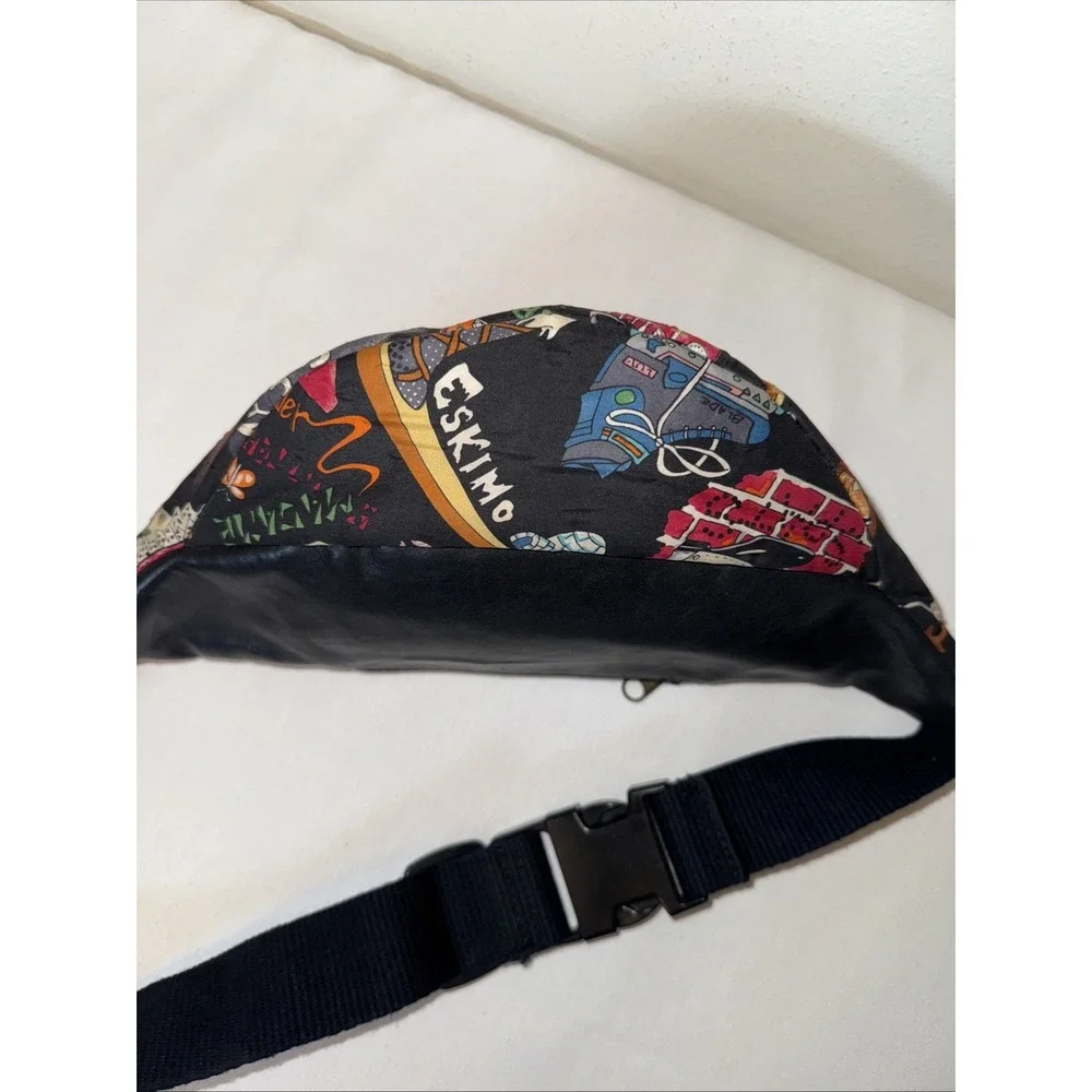 Nicole Miller‎ vintage silk and leather belt bag 1991 Shoe Print *Super Rare